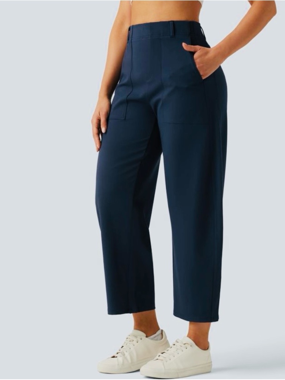 HALARA Navy Cropped Wide-Leg Pants